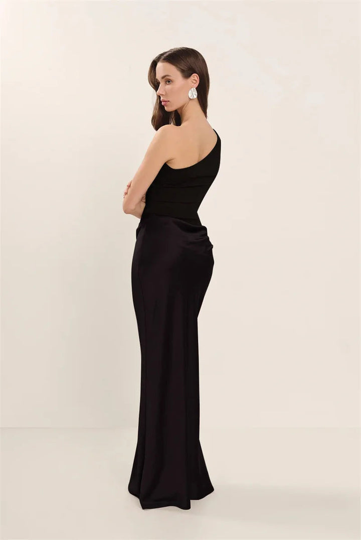 Women’s One-Shoulder Maxi Dress with Draped Waist