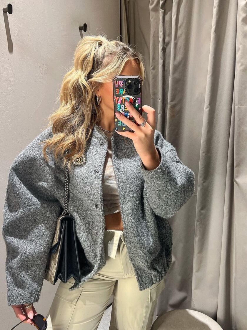 Women’s Oversized Button Front Wool Blend Jacket