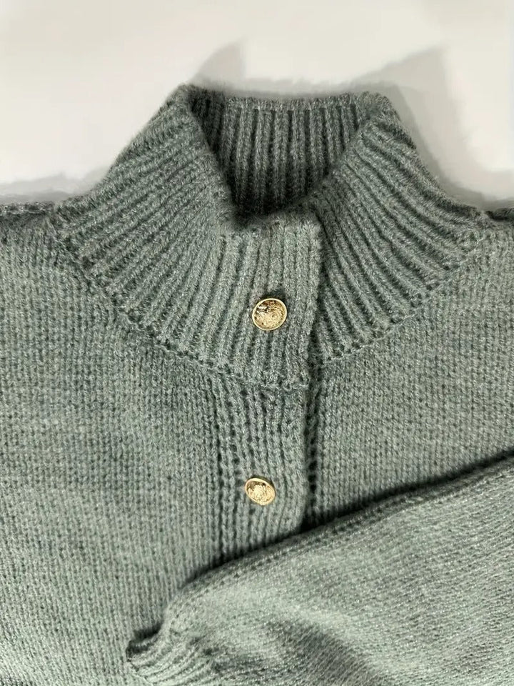 Women’s Oversized Knit Cardigan with Button Front and Long Sleeves