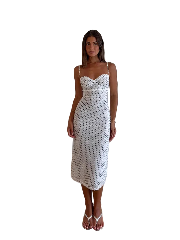 Women’s Polka Dot Strap Midi Dress