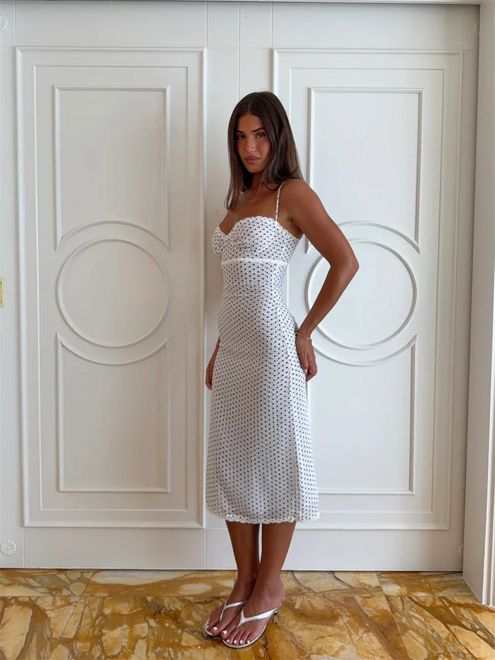 Women’s Polka Dot Strap Midi Dress