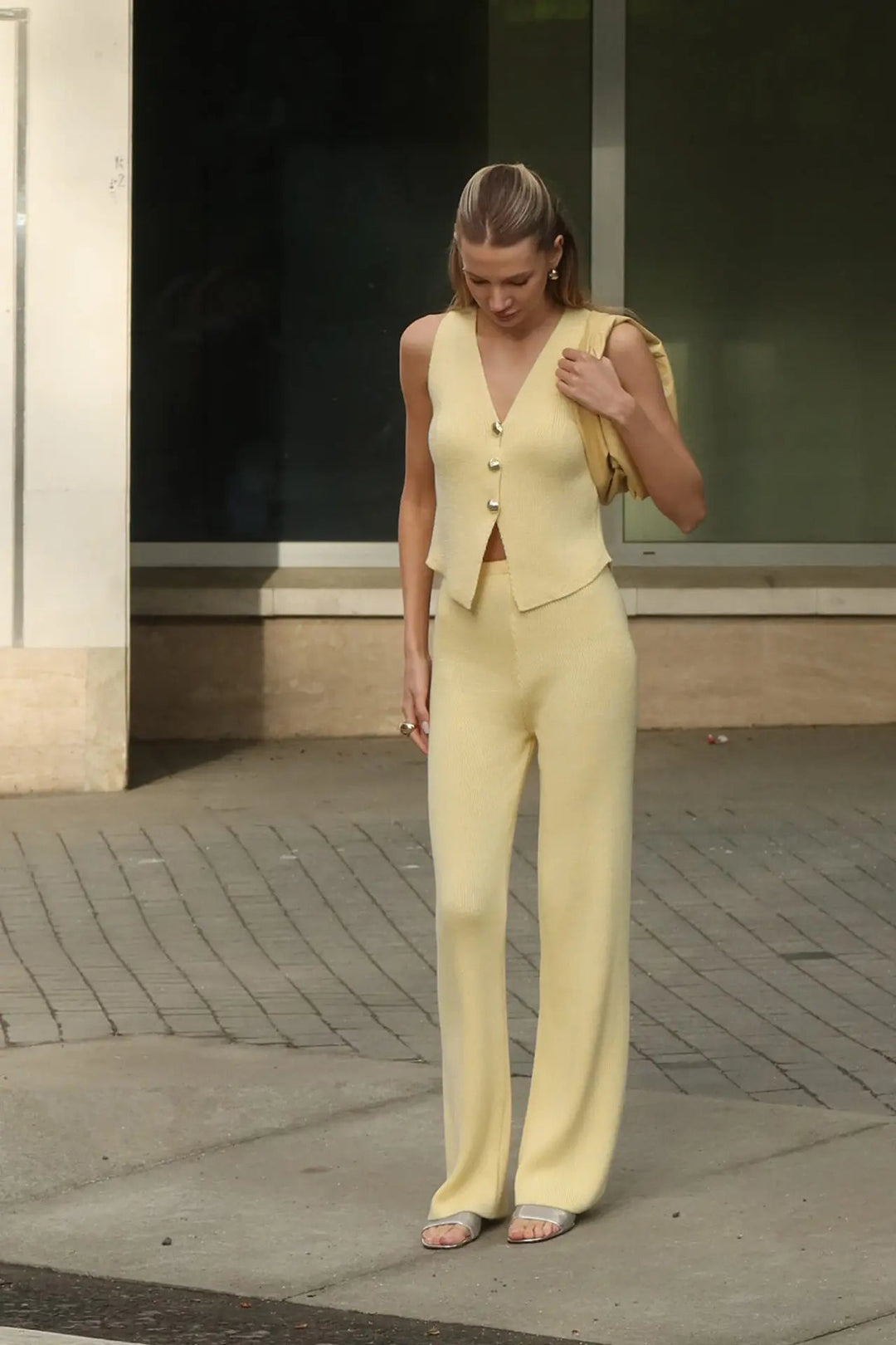 Women’s Ribbed Knit Vest and Pants Set
