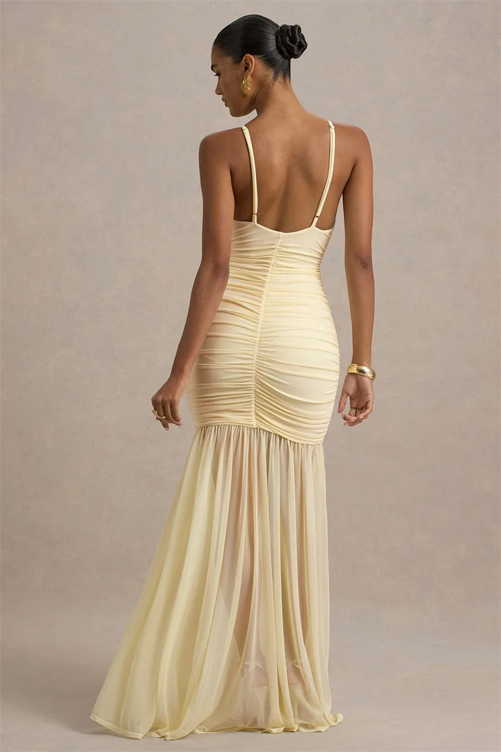 Women’s Ruched V-Neck Maxi Dress