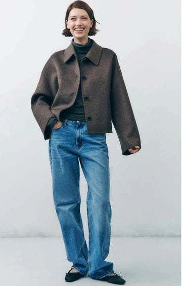 Women’s Short Button-Front Jacket with Collar