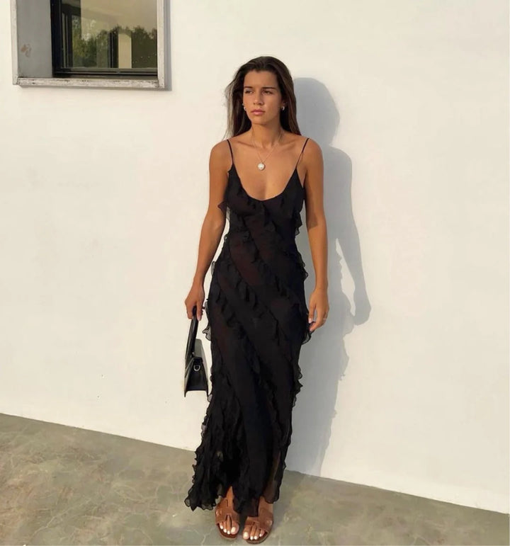 Women’s Sleeveless Ruffled Maxi Dress