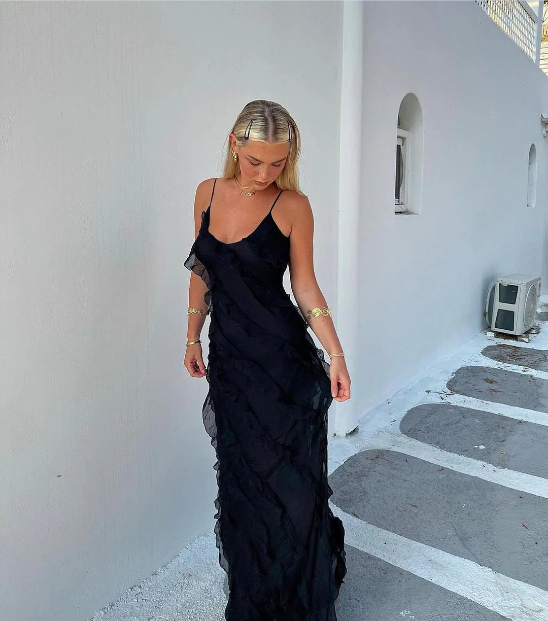 Women’s Sleeveless Ruffled Maxi Dress