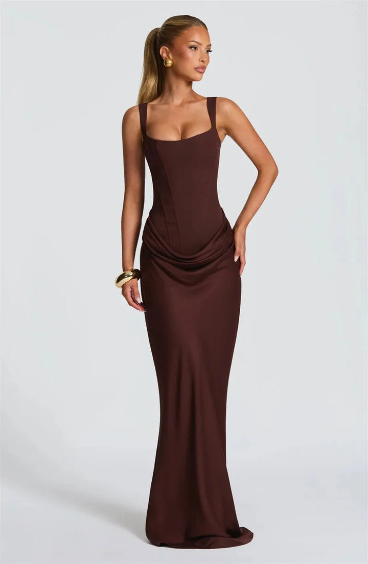 Women’s Square Neck Sleeveless Maxi Bodycon Dress