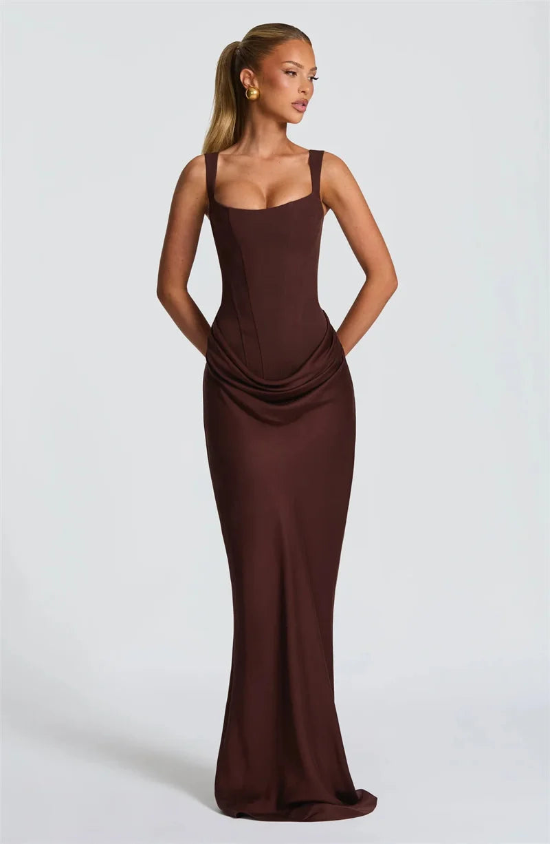 Women’s Square Neck Sleeveless Maxi Bodycon Dress