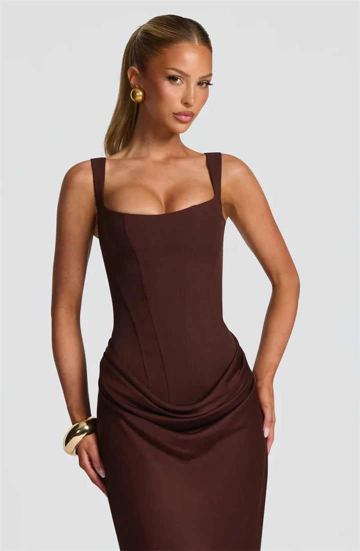 Women’s Square Neck Sleeveless Maxi Bodycon Dress