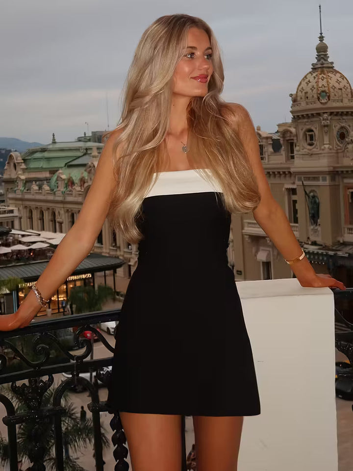 Women’s Strapless Contrast Trim Mini Dress