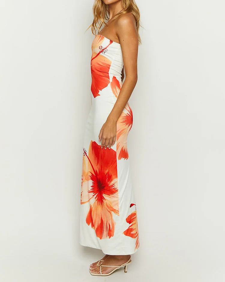 Women’s Strapless Floral Maxi Dress