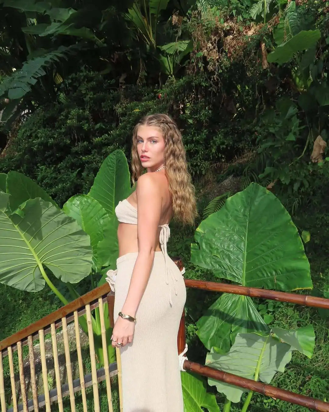 Women’s Strapless Knit Bandeau Top and Maxi Skirt Set