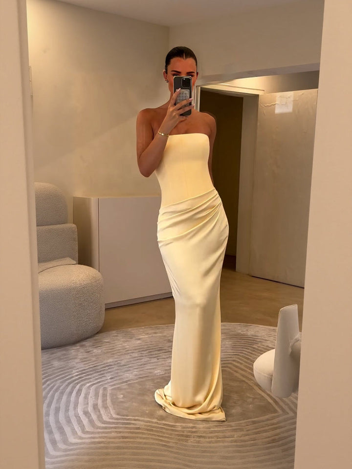 Women’s Strapless Maxi Dress with Straight Silhouette