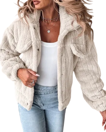 Women’s Textured Button Front Jacket with Chest Pockets