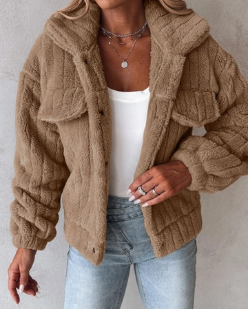 Women’s Textured Button Front Jacket with Chest Pockets