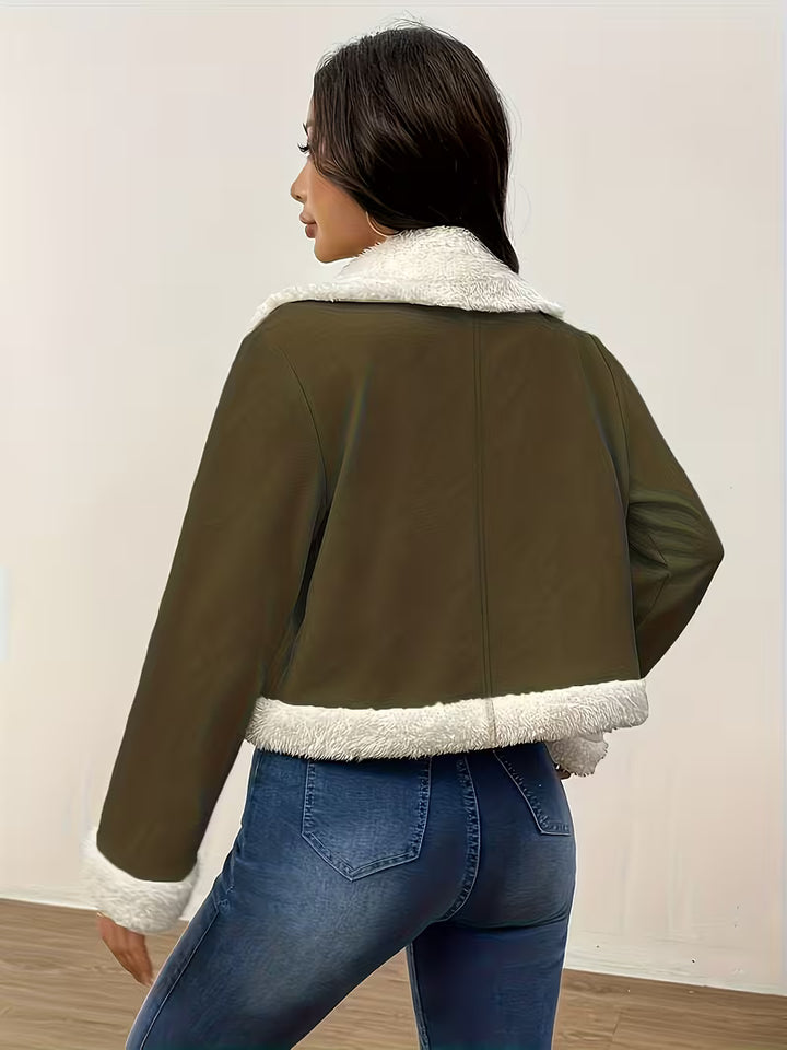 Women’s Zip Front Faux Shearling Jacket